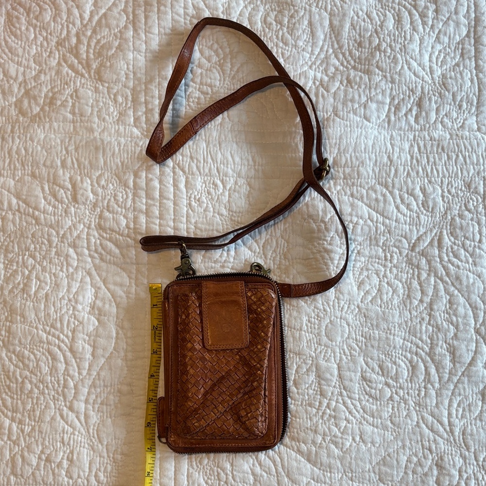Brown Woven Leather Crossbody Bag